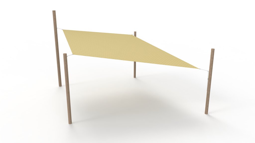 HDPE-Sonnensegel-System 1 Segel (3x3x4x4 m) + 4 Pfosten Ansicht 2