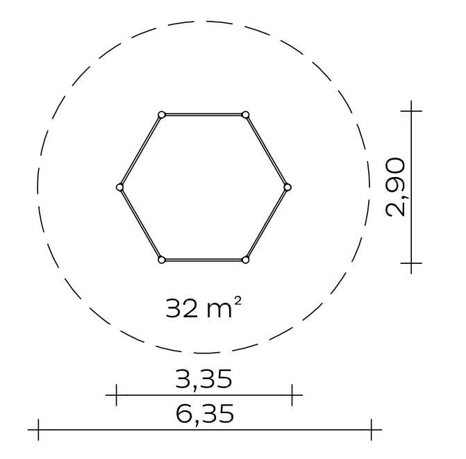 Sechseckreck (0,95/1,20/1,50 m) Ansicht 3
