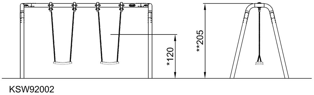 Doppelschaukel, Höhe 2 m, Anti-Überschlag KSW92002 Ansicht 5