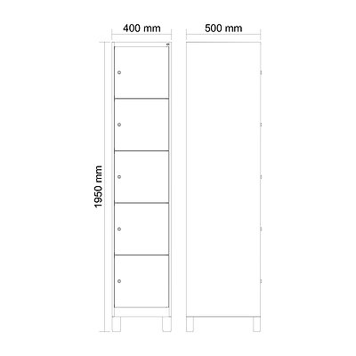C+P Fächerschrank „Classic Plus“, 5 Fächer übereinander, Abteilbreite 40 cm, mit Füssen Ansicht 3