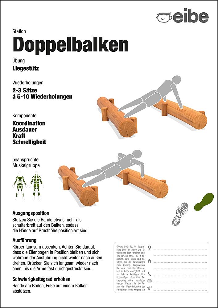Trimm-dich-Pfad Trainingsschild Doppelbalken Ansicht 4