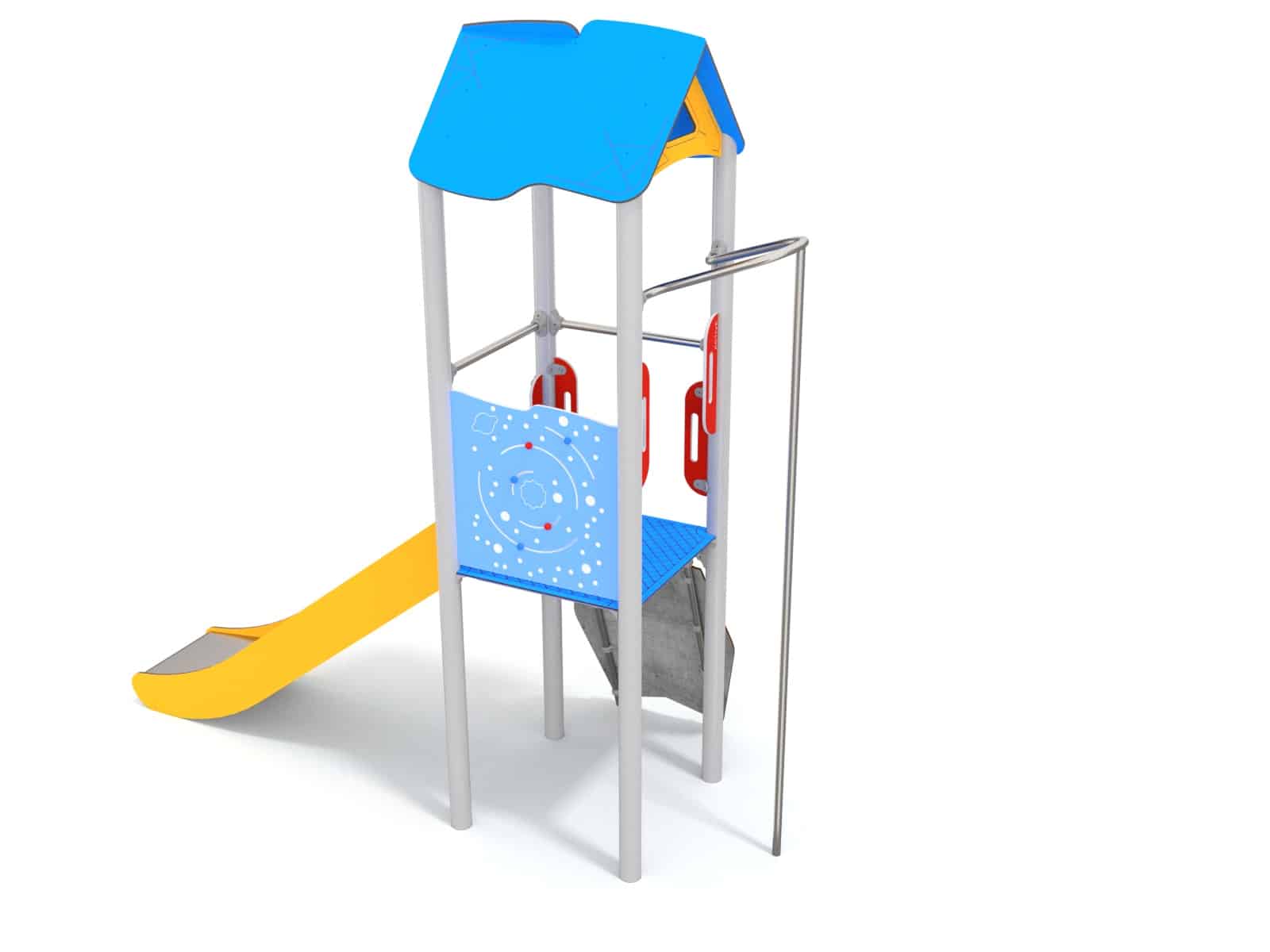 Turm mit Rutsche und Kletterwand für den Spielplatz Ansicht 3