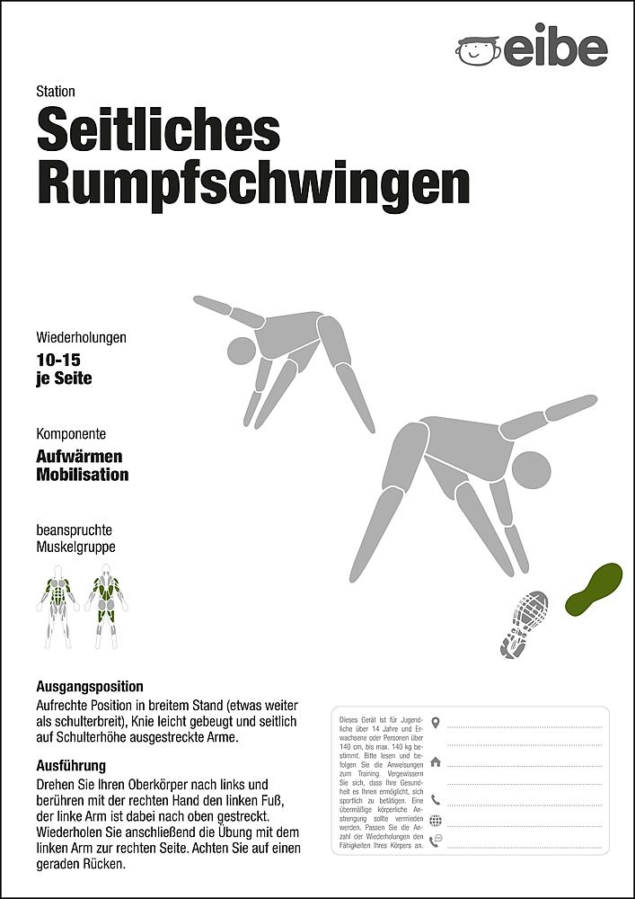 Trimm-dich-Pfad Trainingsschild seitliches Rumpfschwingen Ansicht 4
