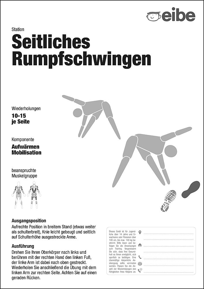 Trimm-dich-Pfad Trainingsschild seitliches Rumpfschwingen Ansicht 6