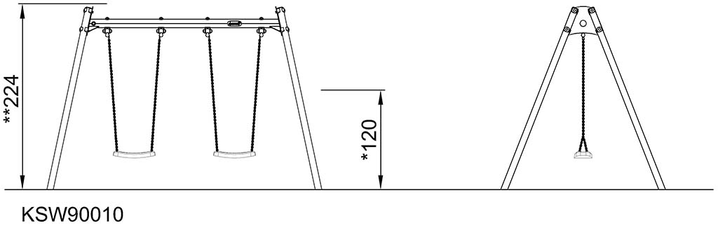KOMPAN Doppelschaukel H:2,0m Ansicht 2