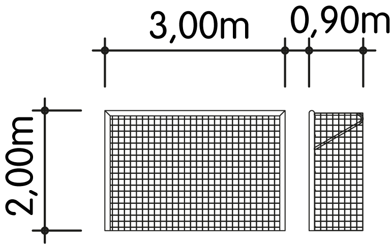Bolzplatztor 3x2m mit Netz Ansicht 4