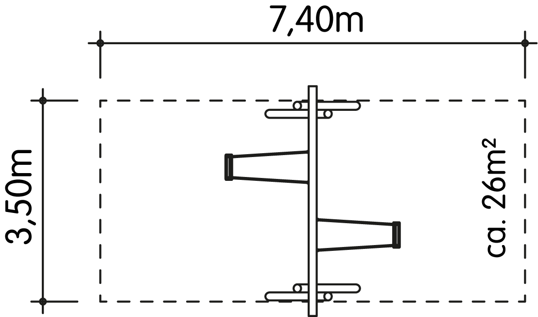 Schaukel 2-fach LH210cm, Querrohr Stahl verzinkt Ansicht 4