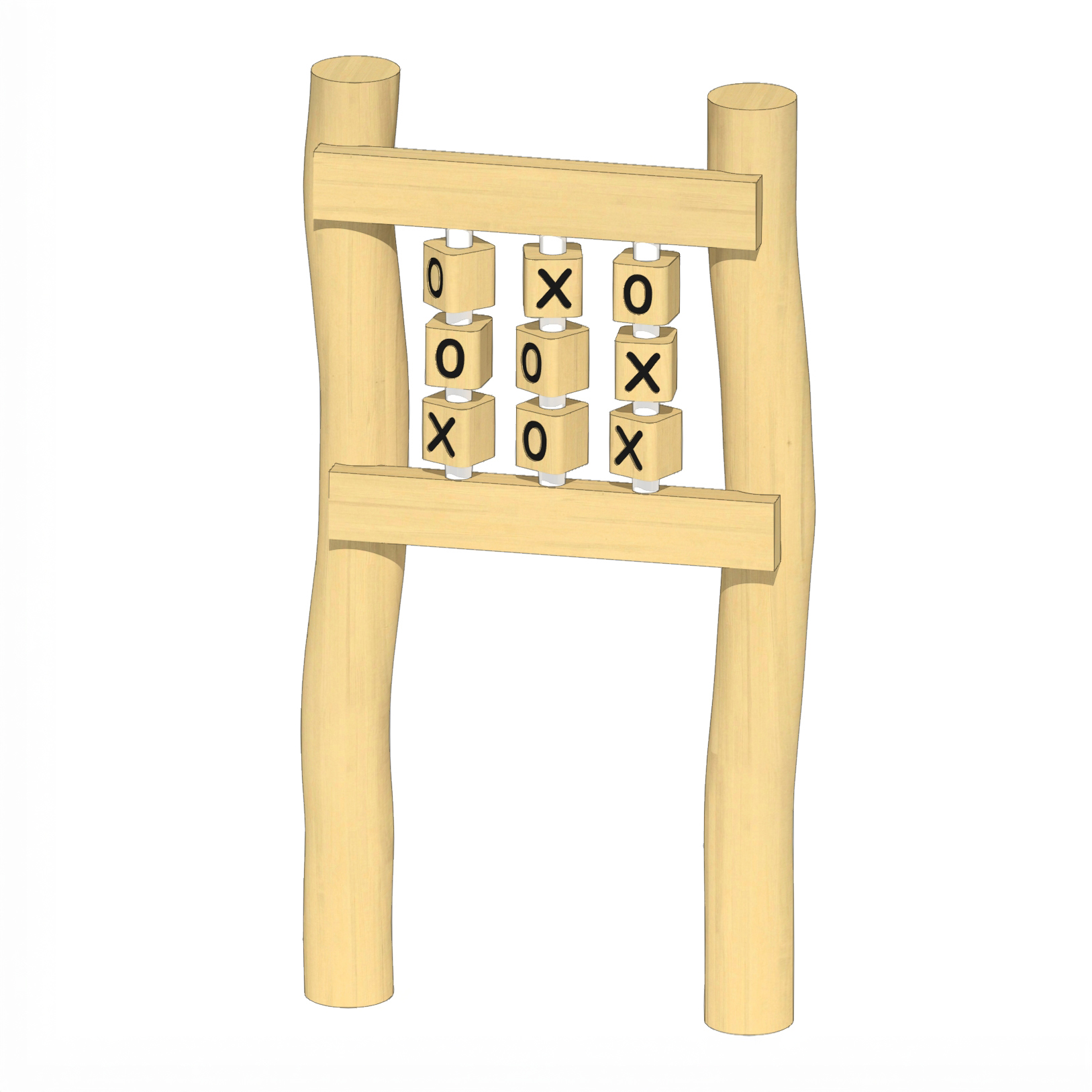 Spiel Tic-Tac-Toe, Drehwürfel konturgefräst, mit 2 Pfosten