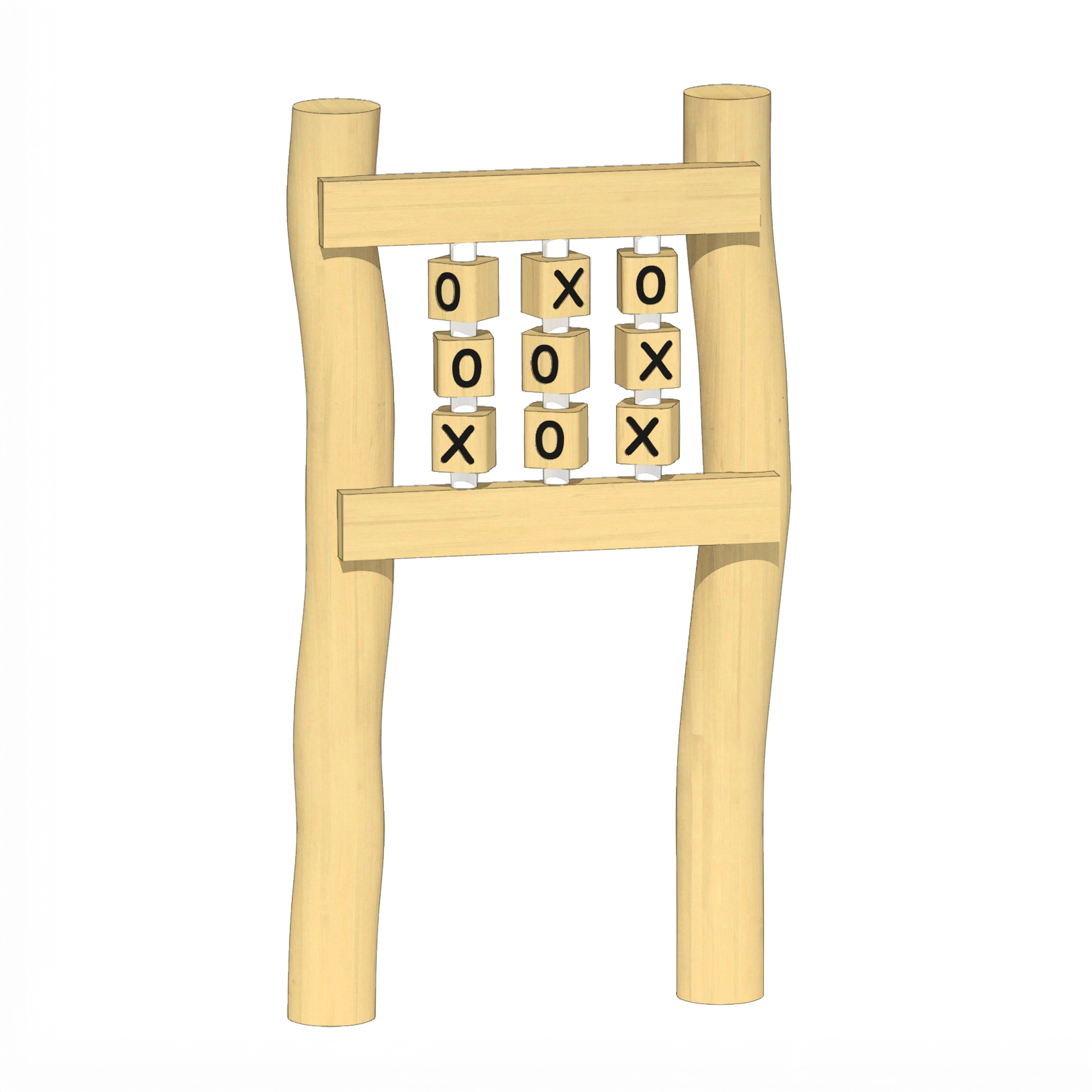 Spiel Tic-Tac-Toe, Drehwürfel konturgefräst, mit 2 Pfosten Ansicht 4