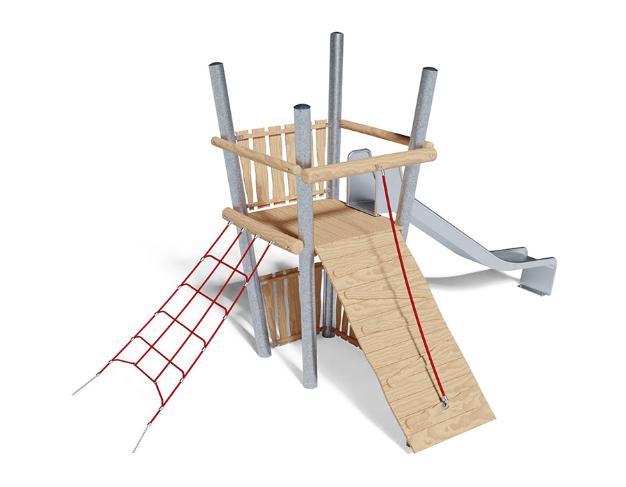 Spielturm-Kombination Stahl/Robinie, Bürli