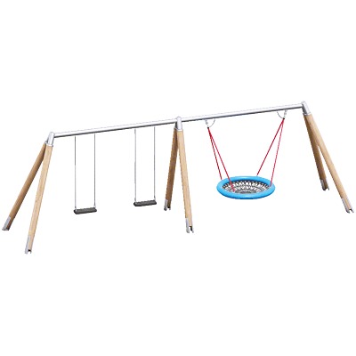 Playparc Schaukelanlage mit Vogelnest „Holz/Metall“, Sport-Thieme
