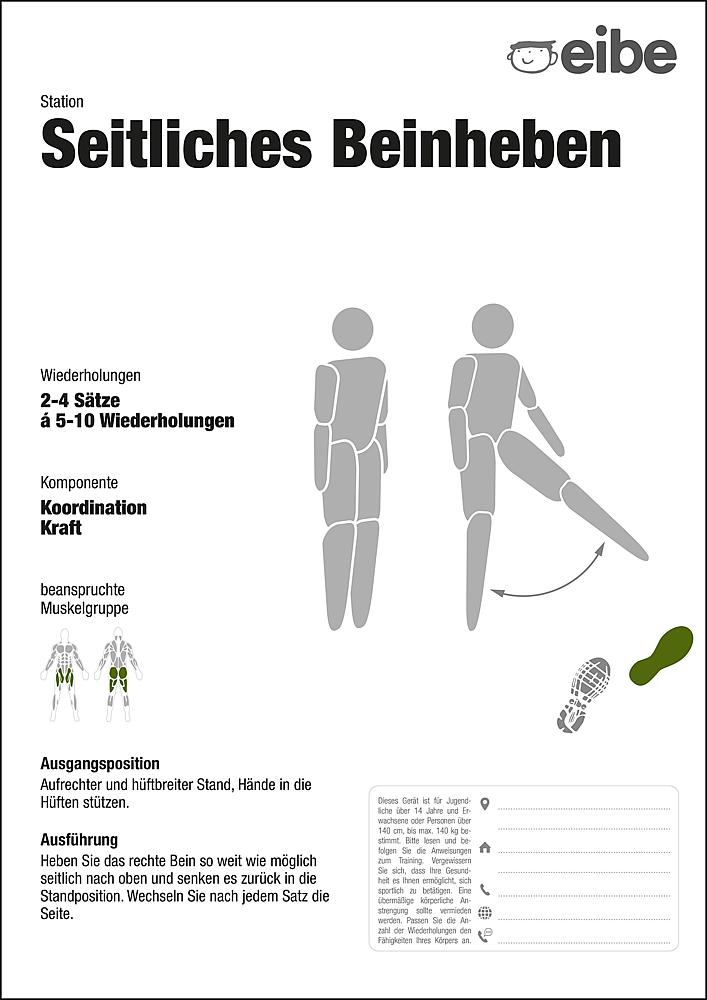 Trimm-dich-Pfad Trainingsschild seitliches Beinheben Ansicht 4