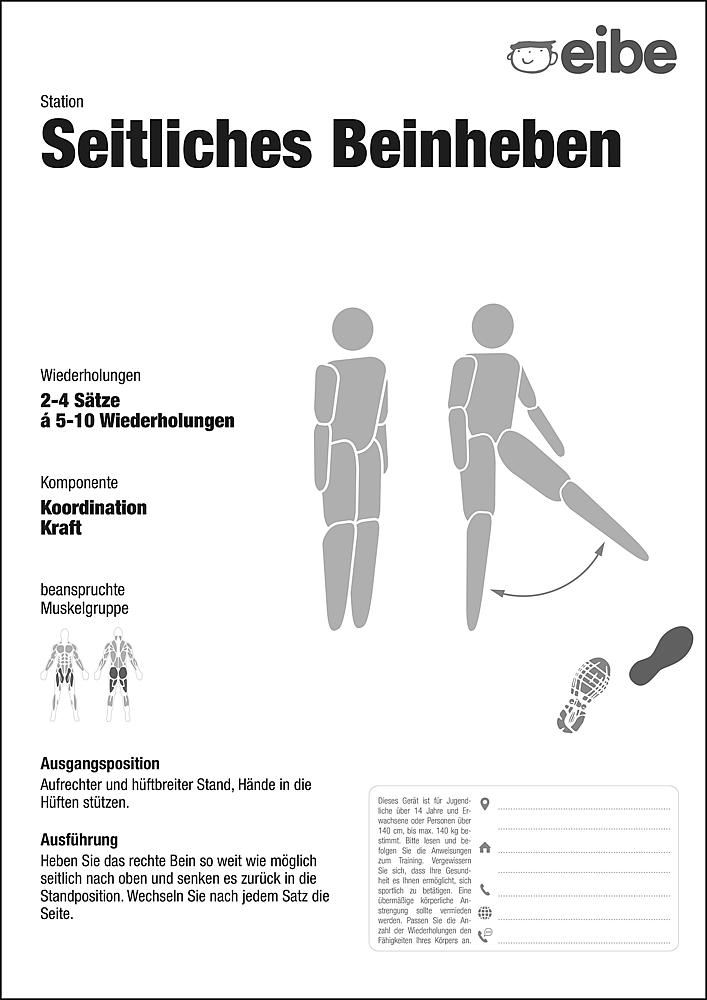 Trimm-dich-Pfad Trainingsschild seitliches Beinheben Ansicht 6