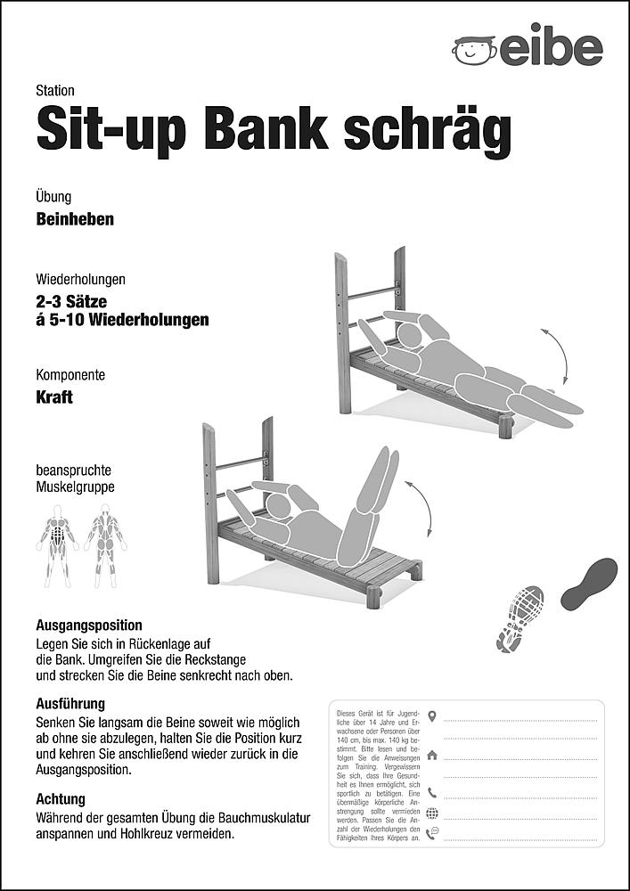 Trimm-dich-Pfad Trainingsschild Bauchtrainer schräg Ansicht 6