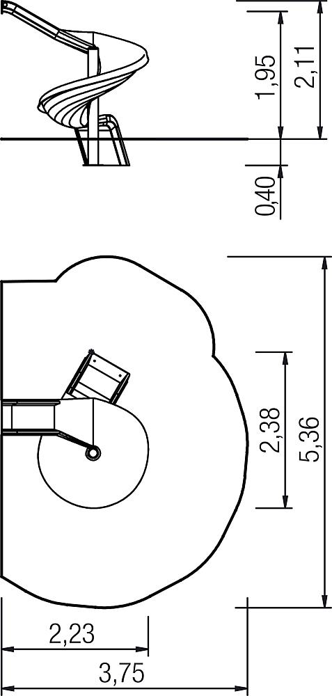 Anbaurutsche 270 Grad PH 195 cm, rechts gewendelt Ansicht 4