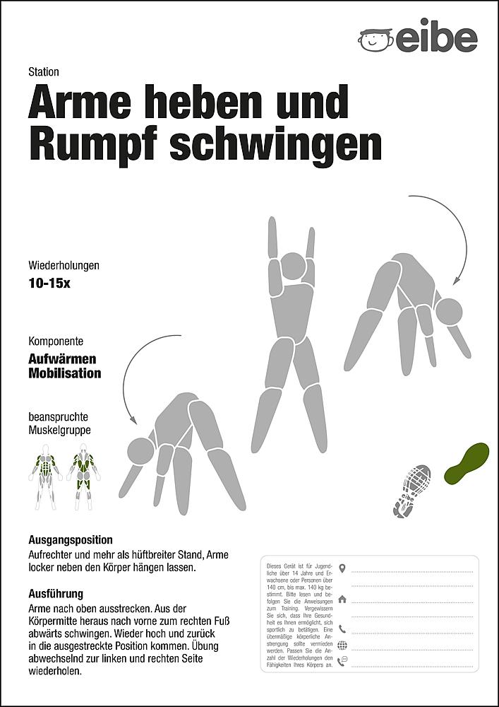 Trimm-dich-Pfad Trainingsschild Arme heben und Rumpfschwingen Ansicht 4