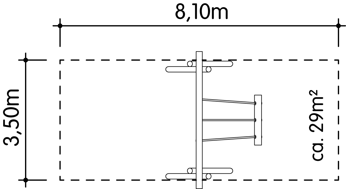 Duoschaukel LH250cm mit Gummirohrsitz Ansicht 4