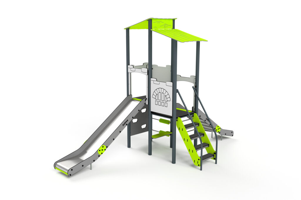 11095 Turm mit Rutschen, Kletterwand und Netz, Astrus