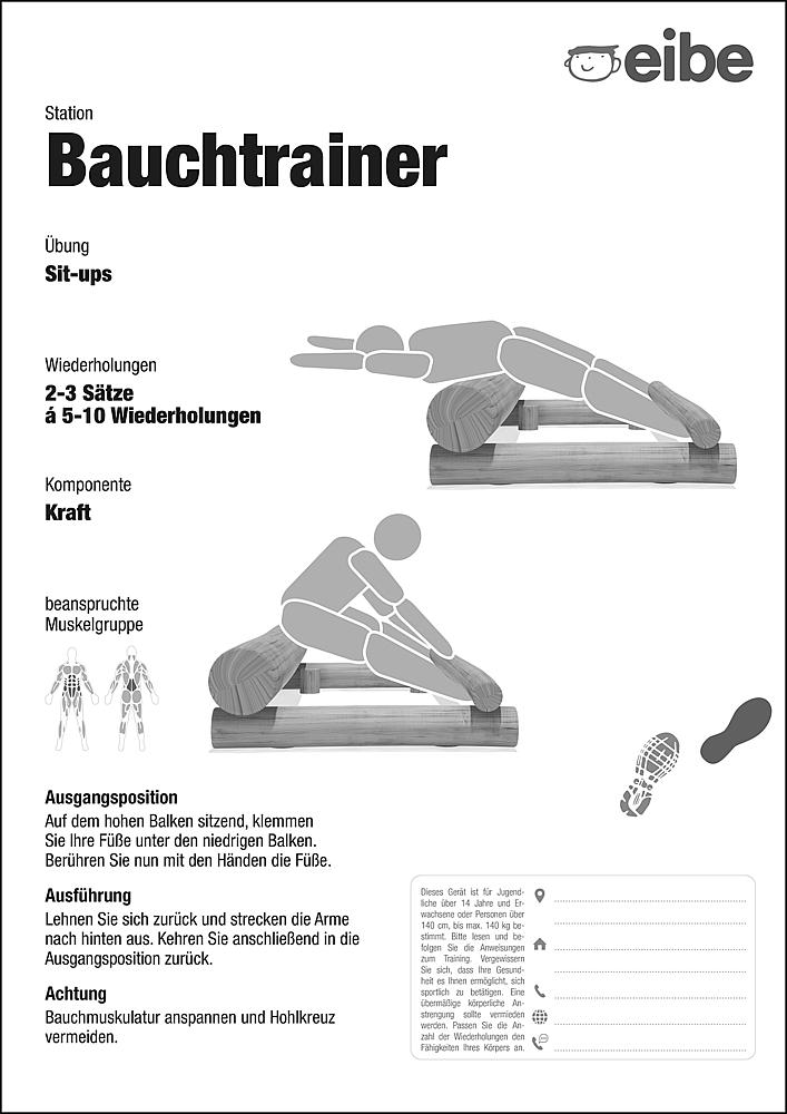 Trimm-dich-Pfad Trainingsschild Bauchtrainer Ansicht 6