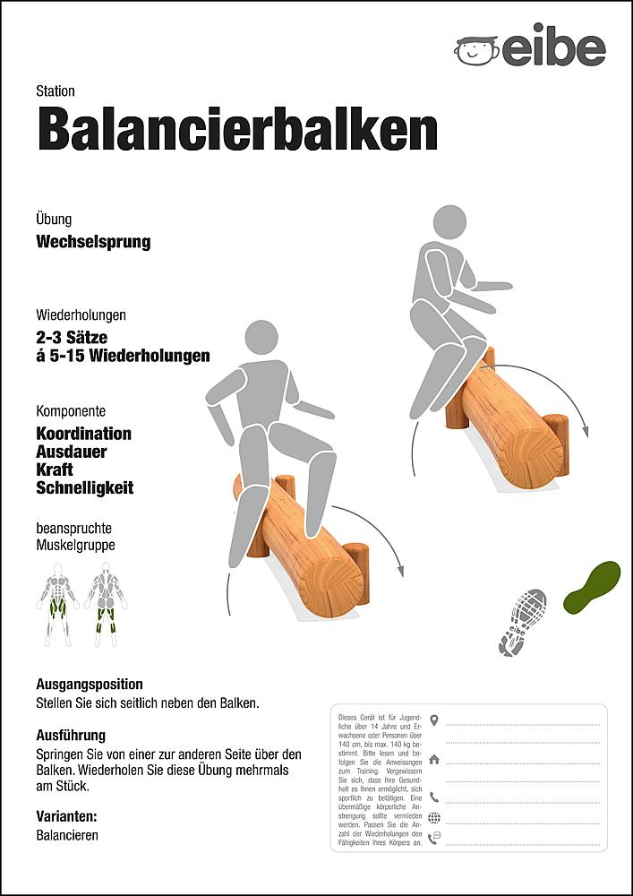 Trimm-dich-Pfad Trainingsschild Balancierbalken Ansicht 4