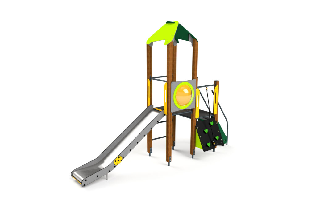 10017 Kletterturm mit kleiner Kletterwand, Bullauge und Rutschbahn, Astrus