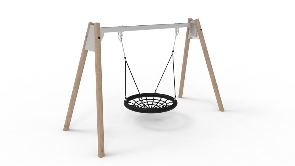 Stahlschaukel mit Robinienpfosten und Vogelnest, Norna