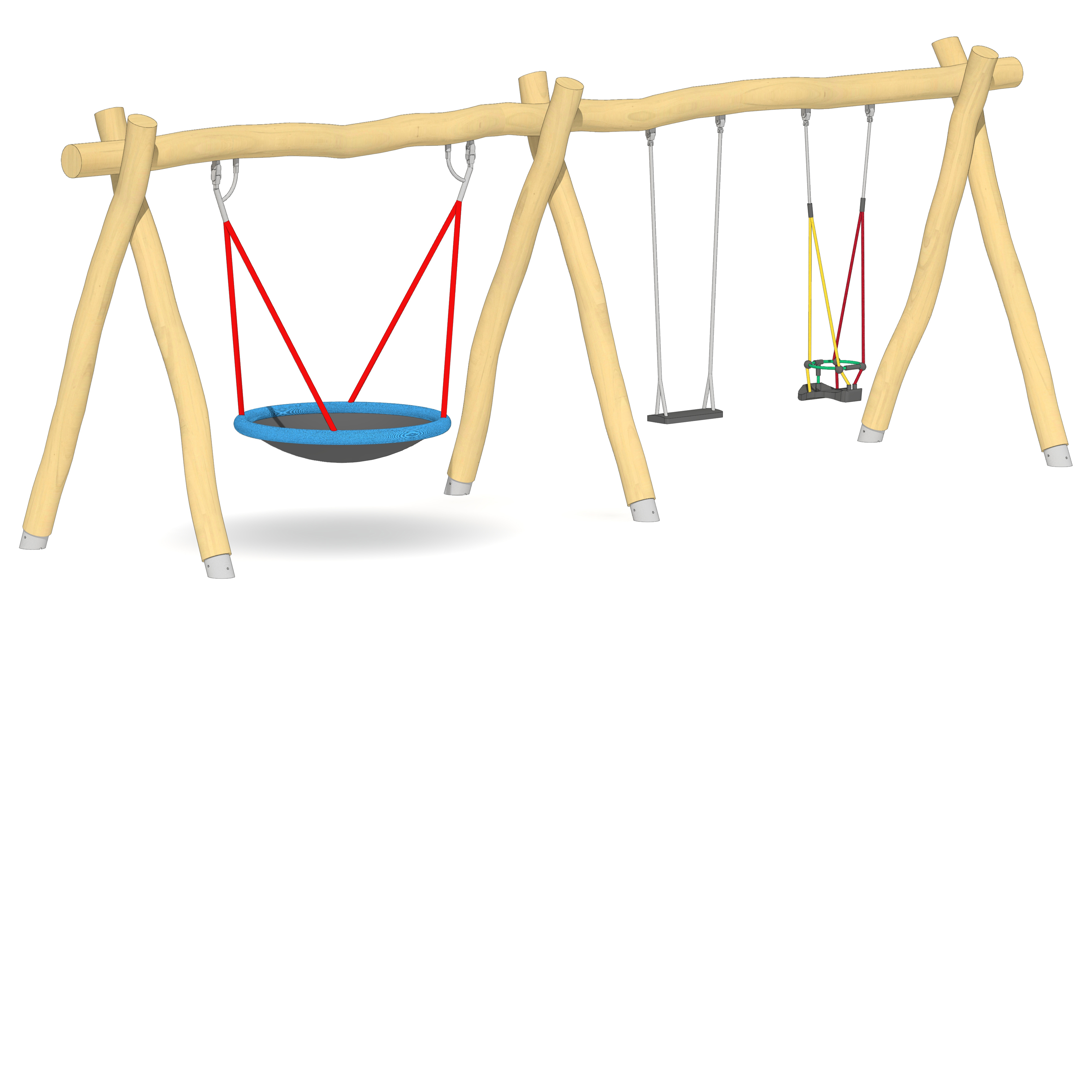 Schaukel-Nestkorb-Kombi 2-fach LH210cm, 1 Kleinkind-Schaukelsitz