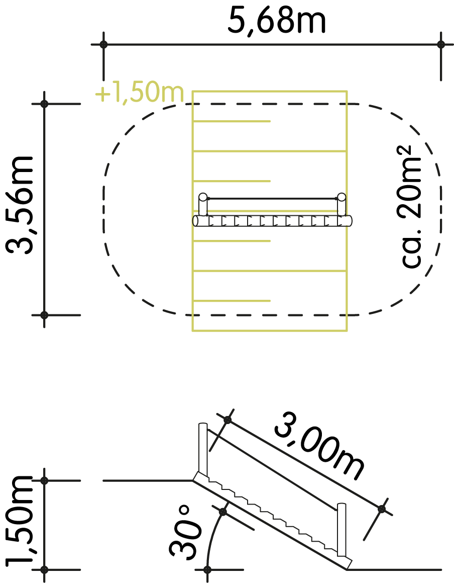 Stammtreppe 3m mit Seilhandlauf Ansicht 4