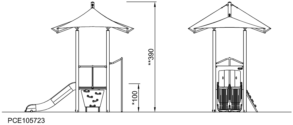 1-Turm-Spielanlage Performer mit Sonnensegel PCE105723 Ansicht 3