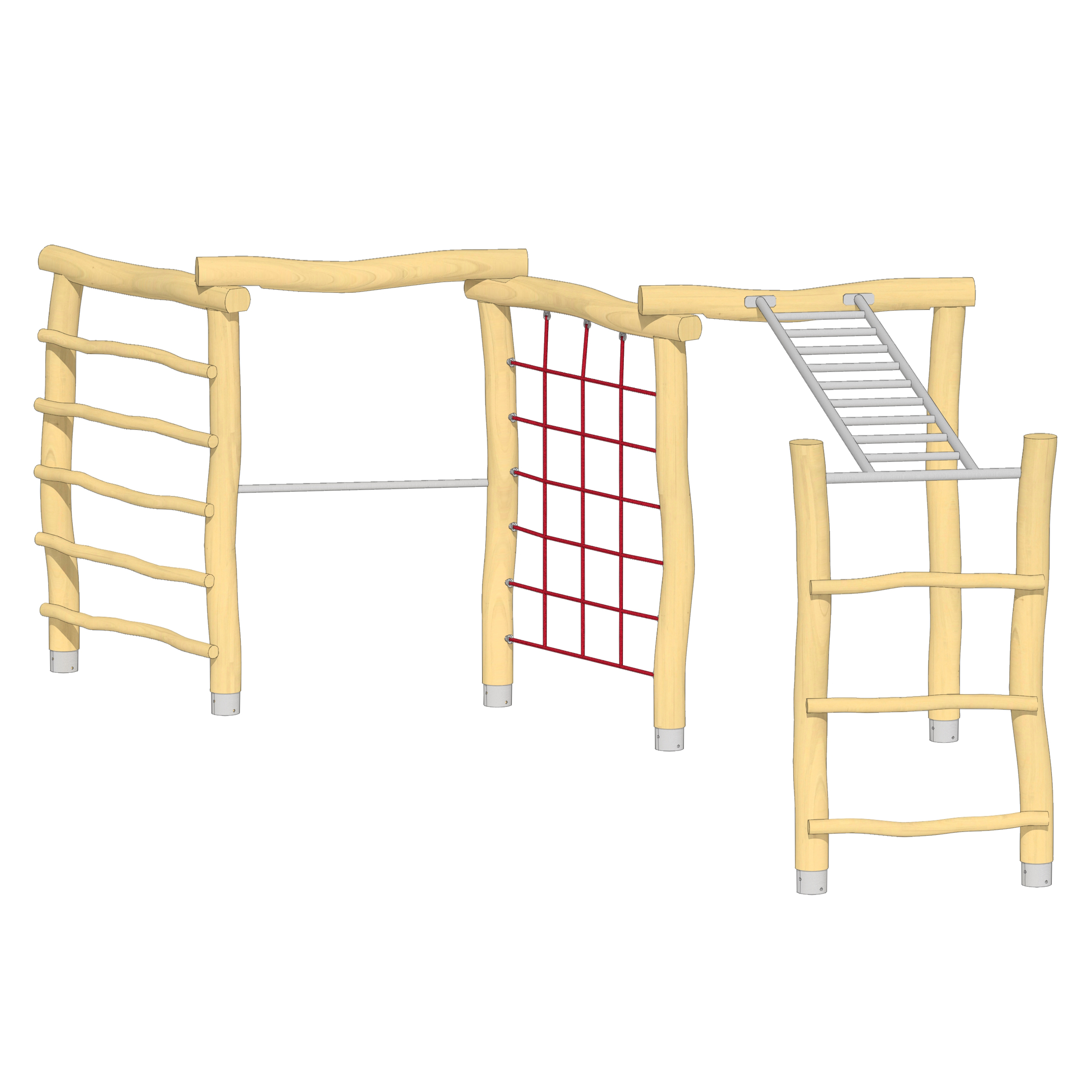 Zick-Zack-Kletterwand 3-teilig mit Hangel