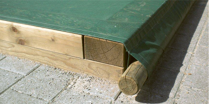 Sandkastenabdeckung mit Holzrugel, Fuchs Thun