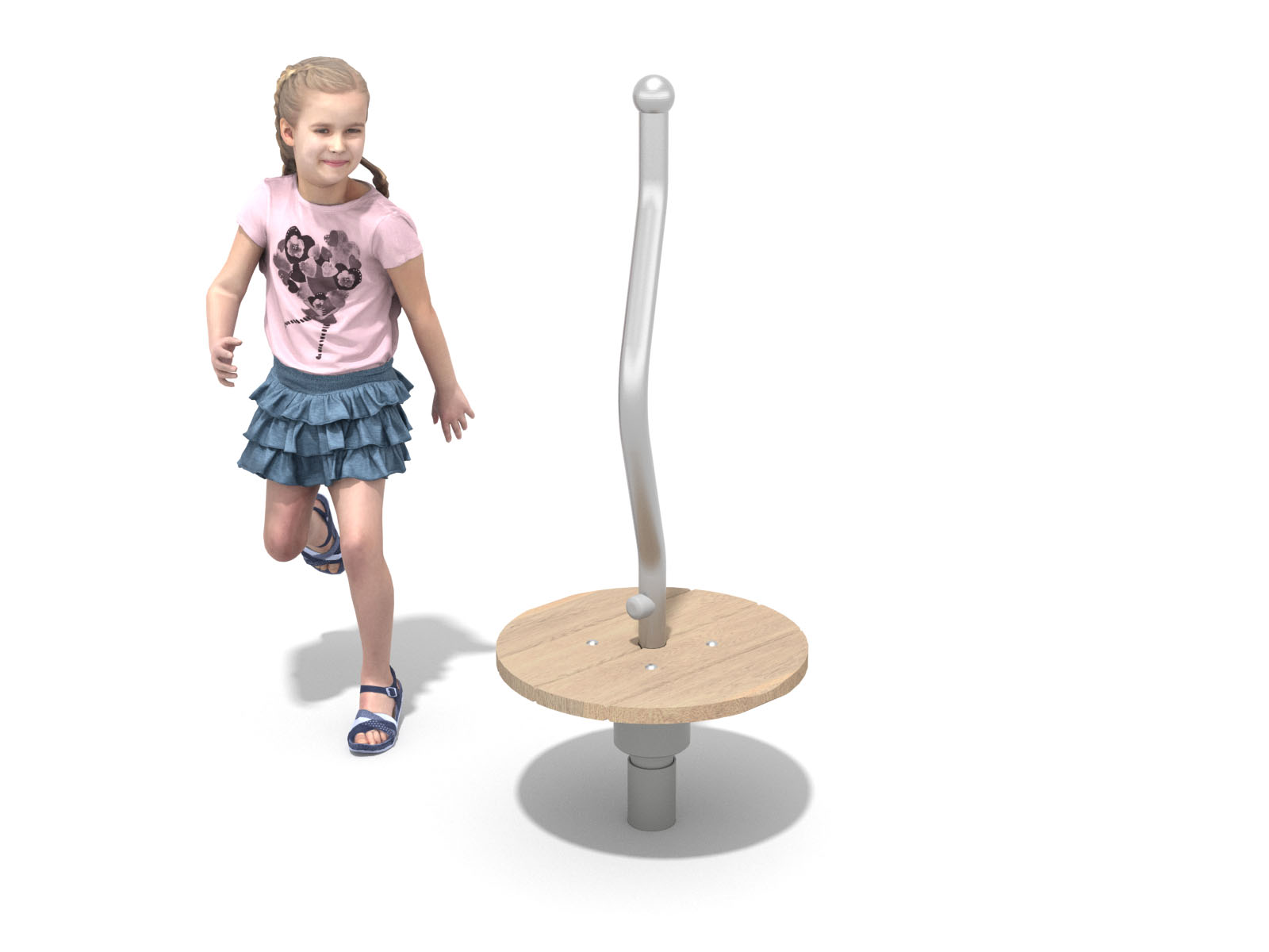 Kleine Drehkarussell mit Stange aus Robinie