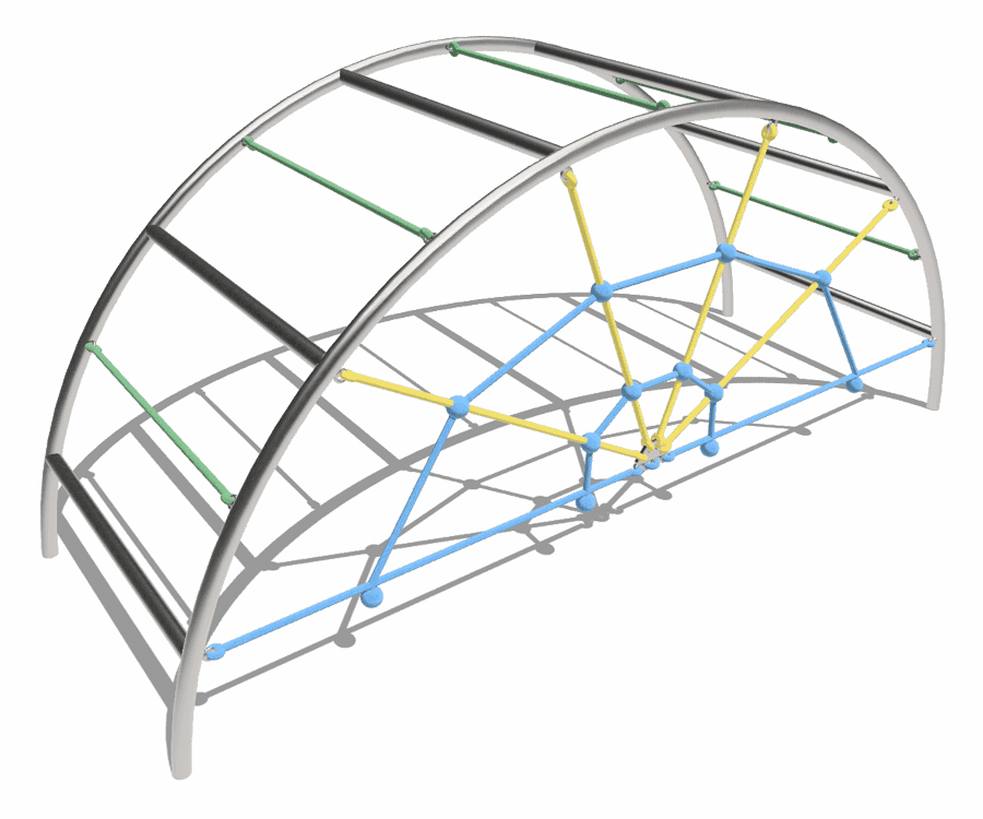 Klettergerät Halbmond, Seile farbig, armiert Ansicht 2