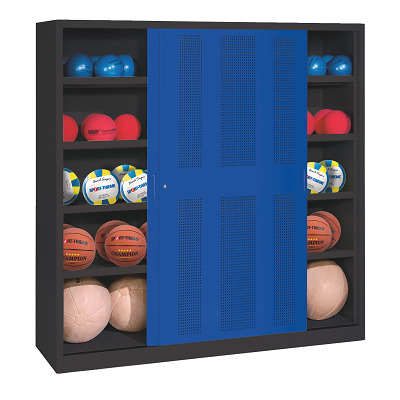 C+P Ballschrank mit Lochblech-Schiebetüren (Typ 4), HxBxT: 195x120x60 cm, Sport-Thieme