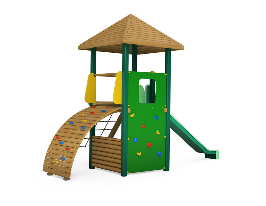 Spielturm-Kombination Holz/Aluminium, Bürli