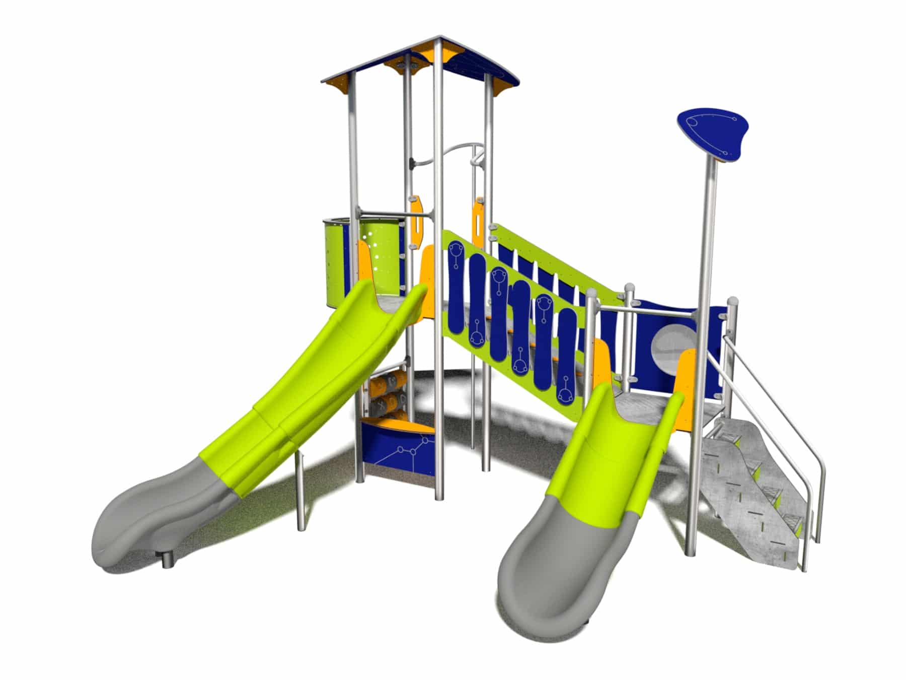 Zweitürmer-Set mit Rutsche für Spielplatz