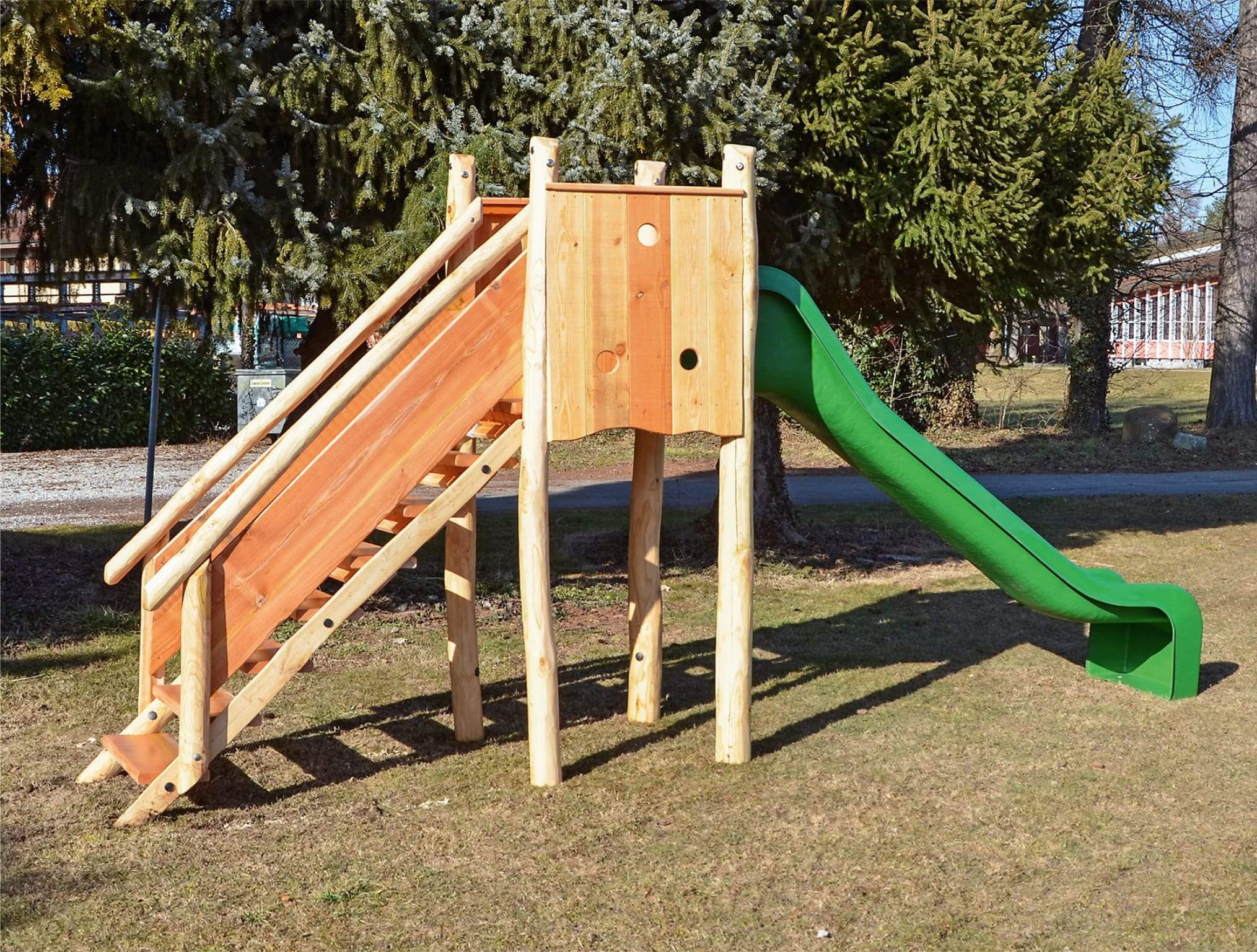 Rutschbahn 250 cm mit Treppenaufstieg aus Edelkastanie, Fuchs Thun