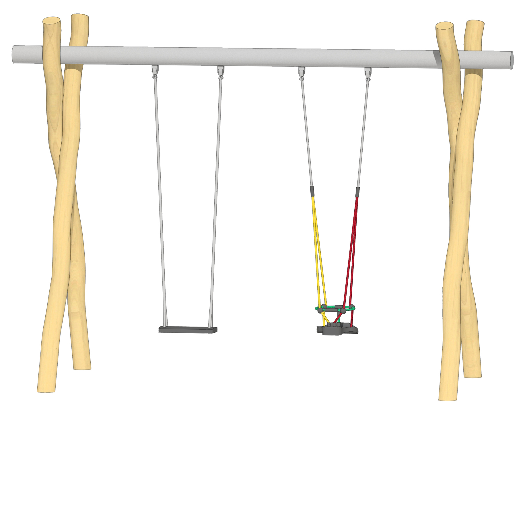 Schaukel 2-fach LH250cm, Querrohr Stahl verzinkt, 1 Kleinkind-Schaukelsitz