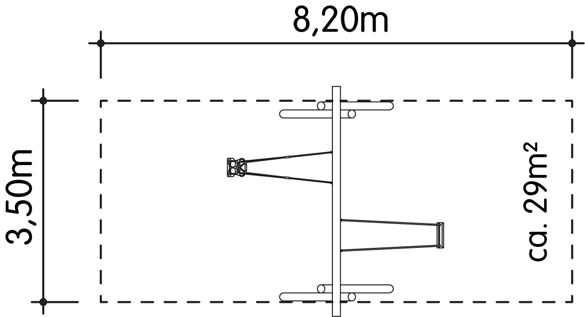 Schaukel 2-fach LH250cm, Querrohr Stahl verzinkt, 1 Kleinkind-Schaukelsitz Ansicht 4