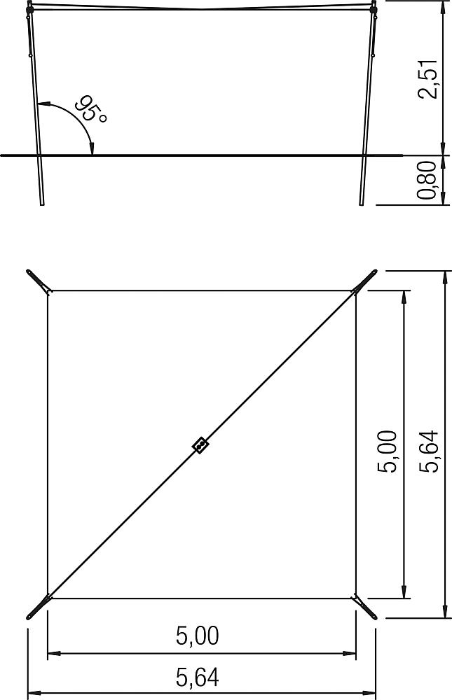 Schattensegel höhenverstellbar 5,00x5,00 m Ansicht 4