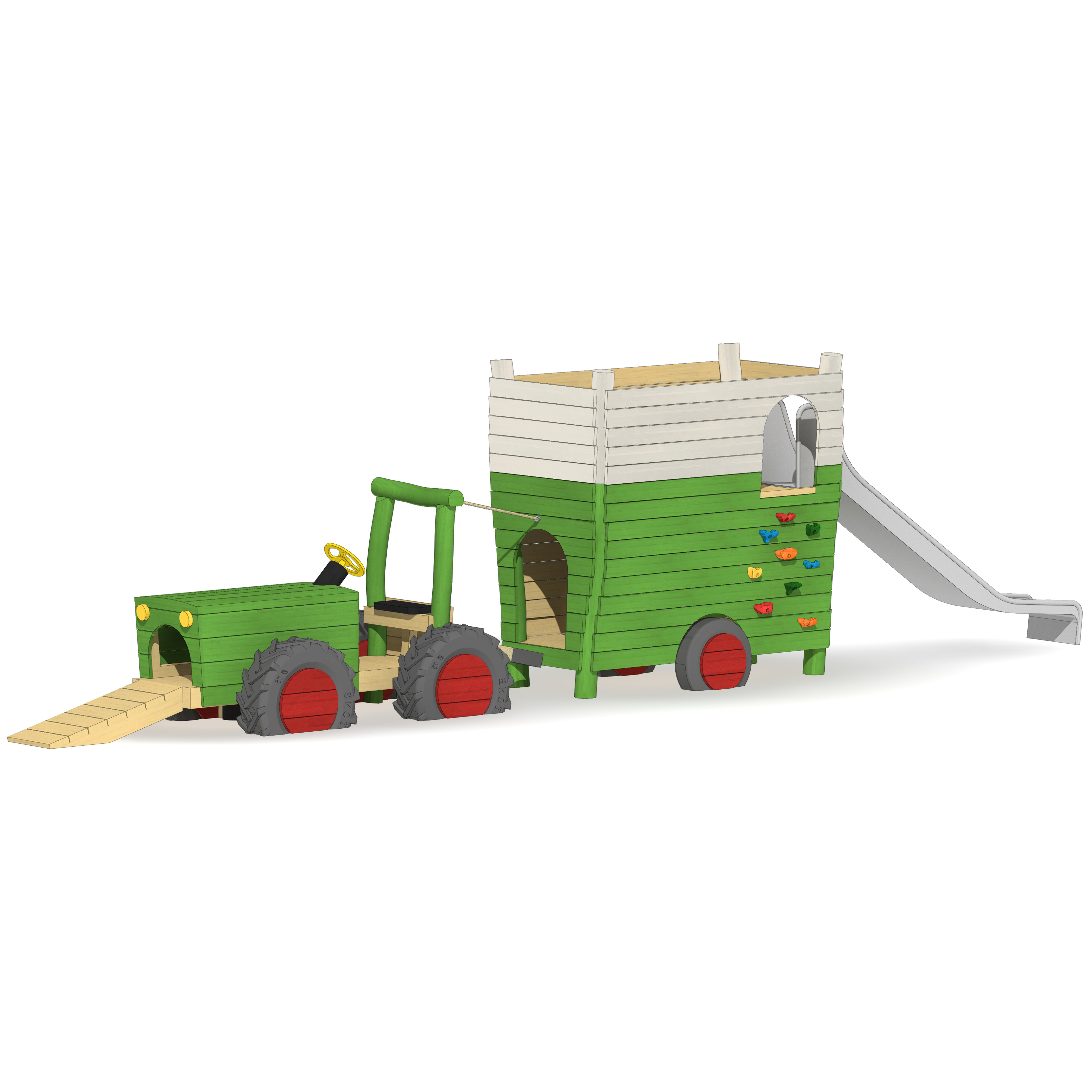 Kleiner Traktor mit Lesewagen Ansicht 2