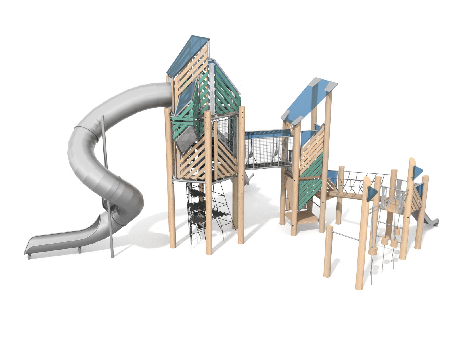 Robinien-Türme mit Rutschen für Spielplatz Ansicht 3