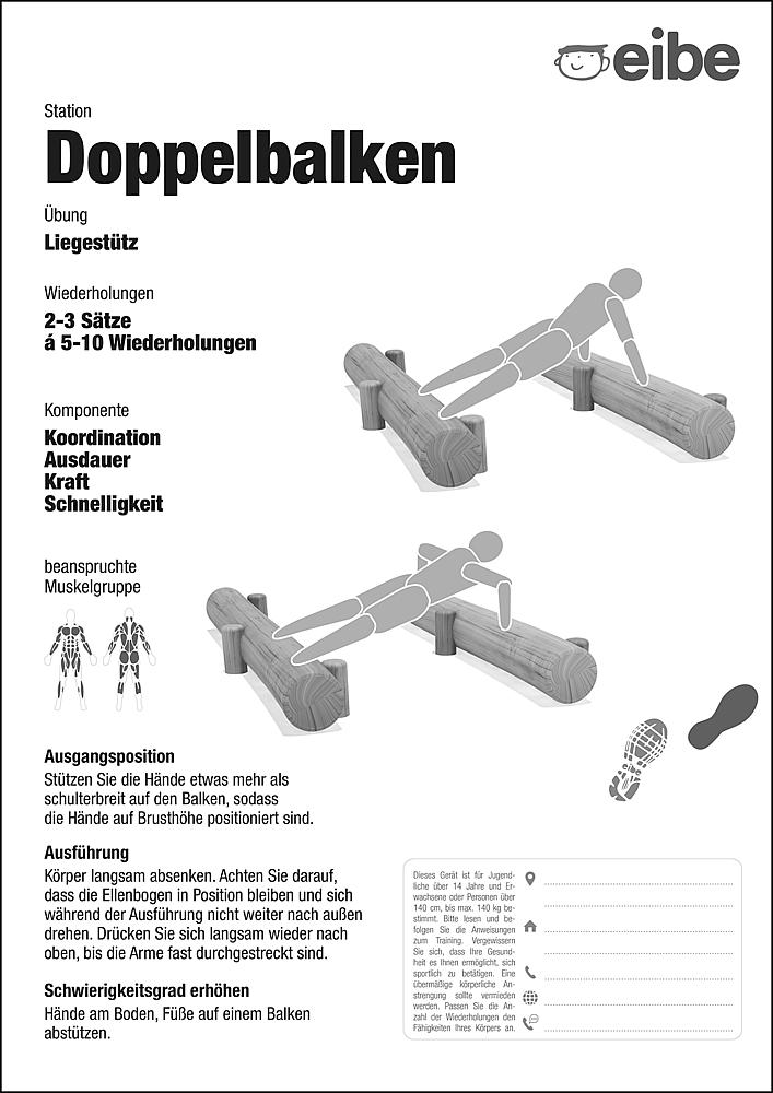 Trimm-dich-Pfad Trainingsschild Doppelbalken Ansicht 6