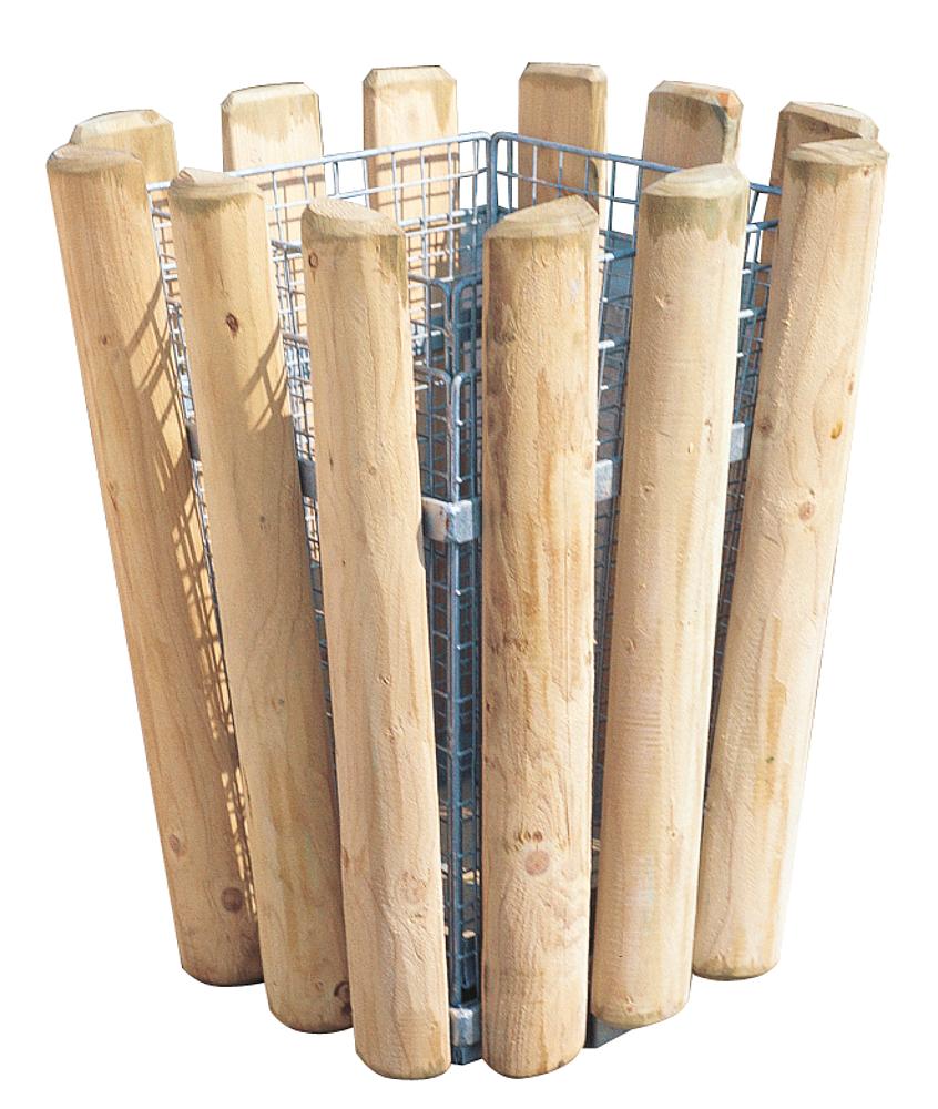 Abfalleimer Holz mit Drahtkorbeinsatz, eibe