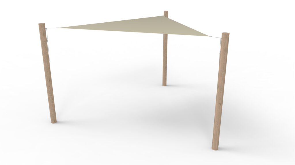 PE-Sonnensegel-System 1 Segel (3x3x3 m) + 3 Pfosten Ansicht 2