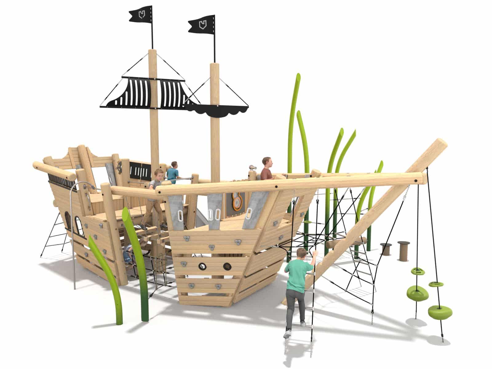 Holzschiff für Spielplatz Ansicht 2