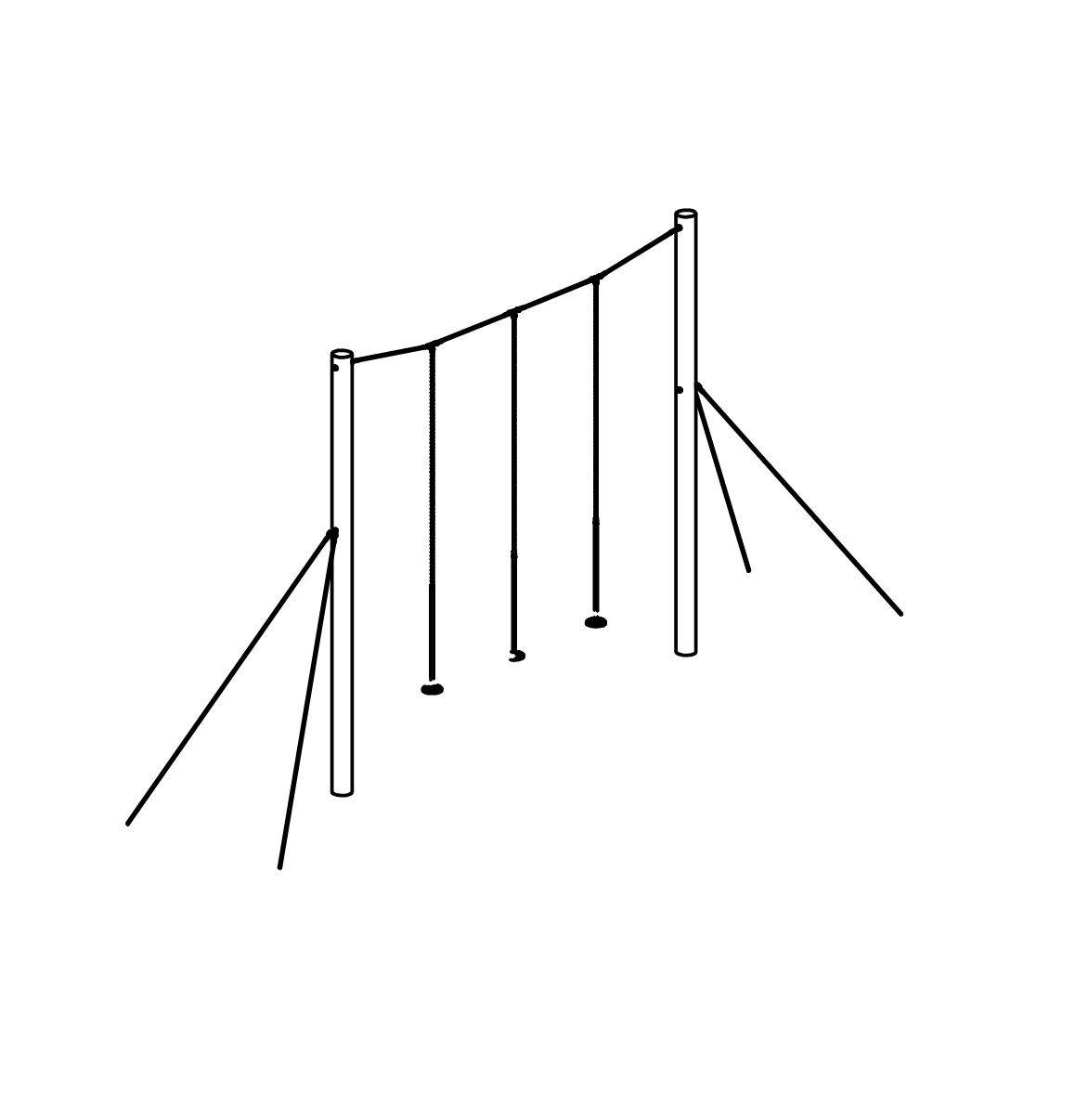 Schwingseilgerät mit Pendelsitzen und Abspannungen Ansicht 2