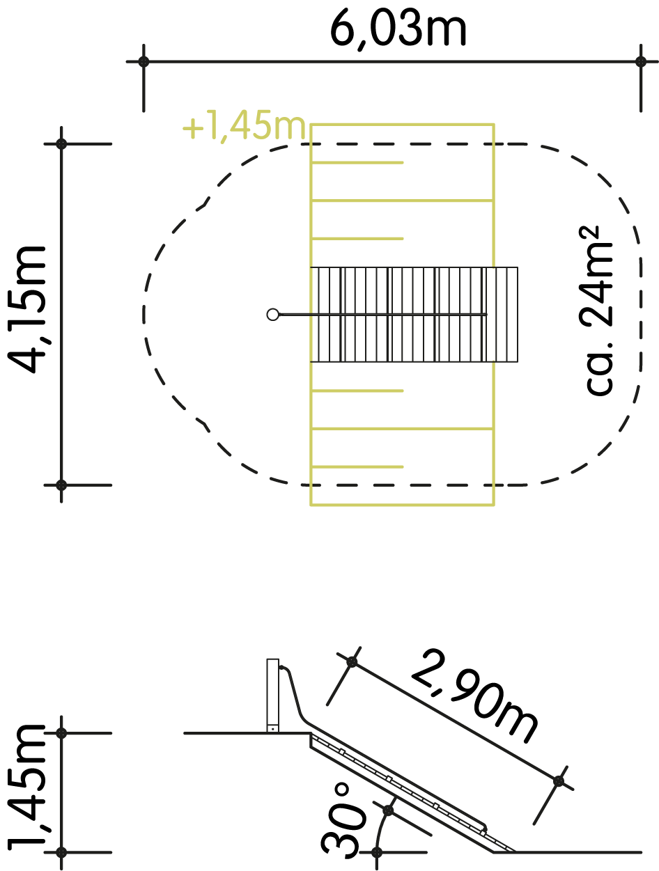 Schräge Rampe mit Seil PH145cm Ansicht 4