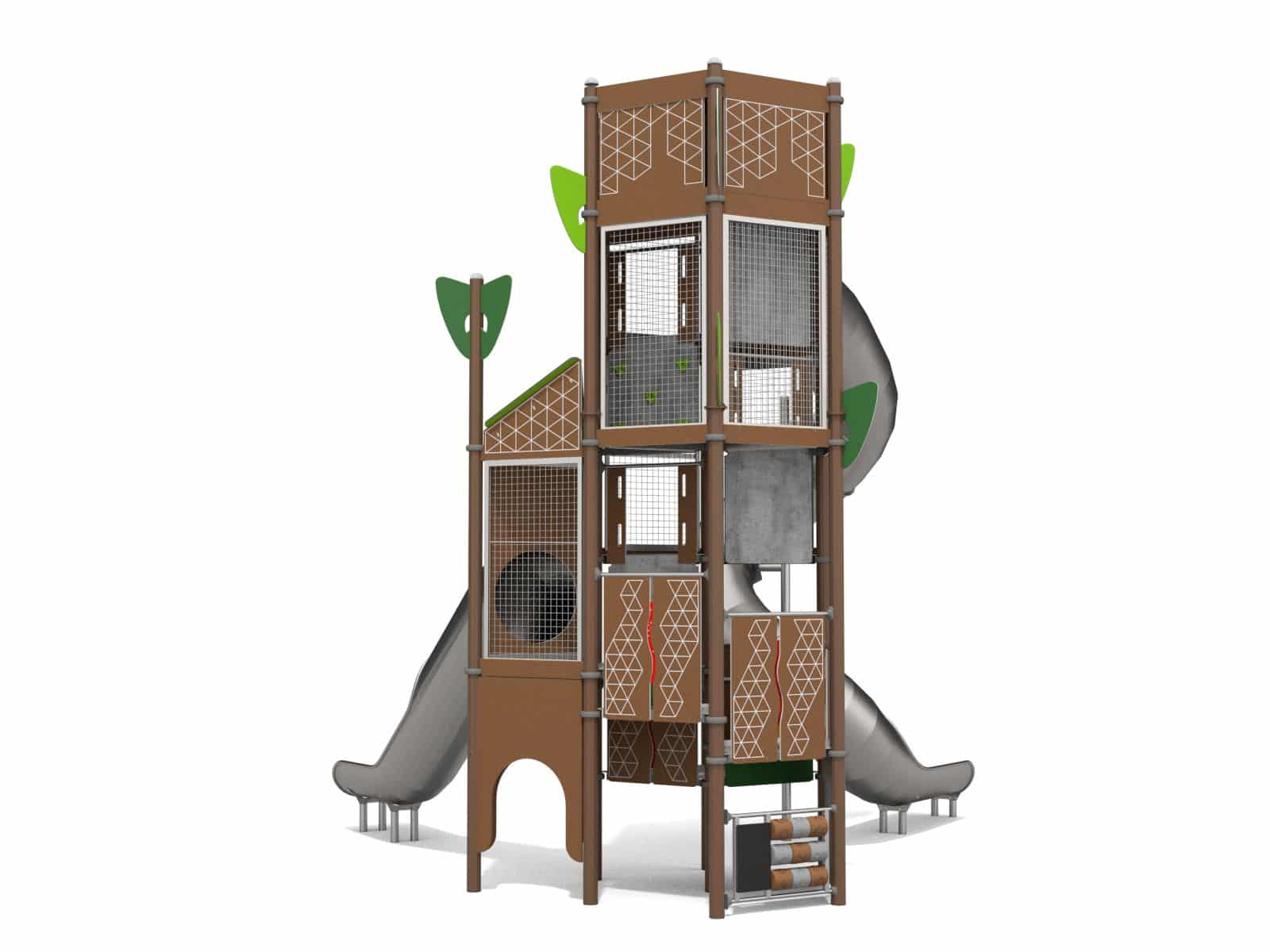 Spielplatzturm mit Rutschen Ansicht 4