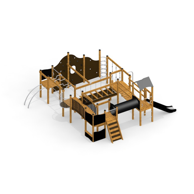 King-Kong Burg II Spielanlage mit Spielturm, Kletterwand und Rutsche, Larslaj